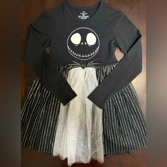 Disney Other - Girls Halloween Nightmare Before Christmas Black Dress Glow In The Dark Size 6